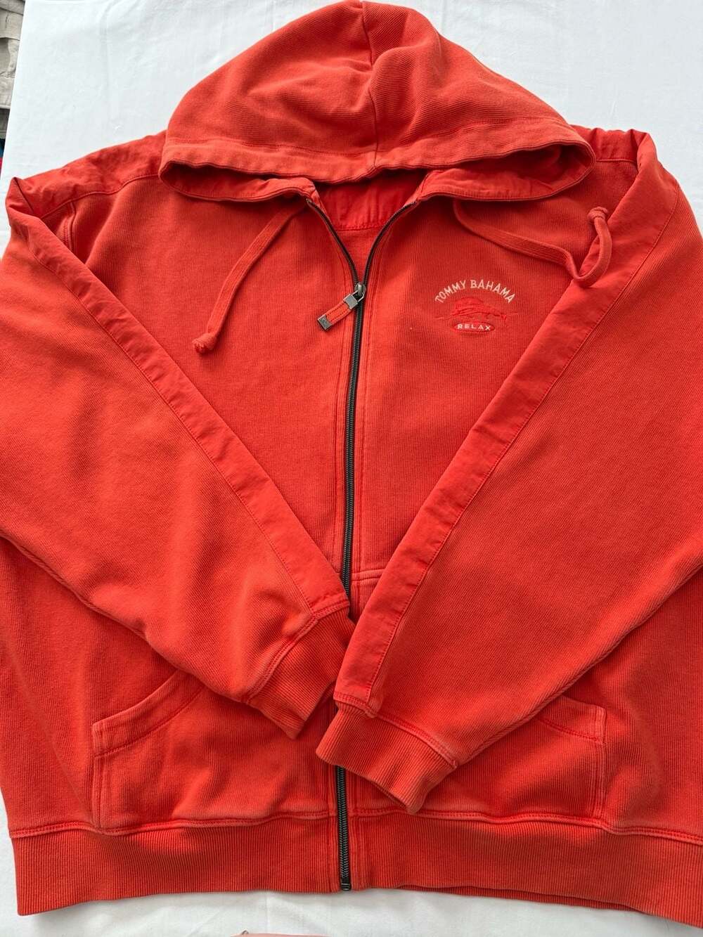 Tommy Bahama Relax Embroidered Full Zip Hoodie Orange Size XL